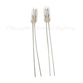 Two 3mm miniature lights 24V 23mA with clear glass bulbs and long metal leads